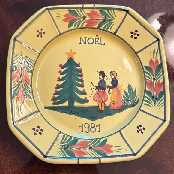 1981 Noel Quimper France Soleil Yellow Octagonal Luncheon Plate - Picture 3 of 9